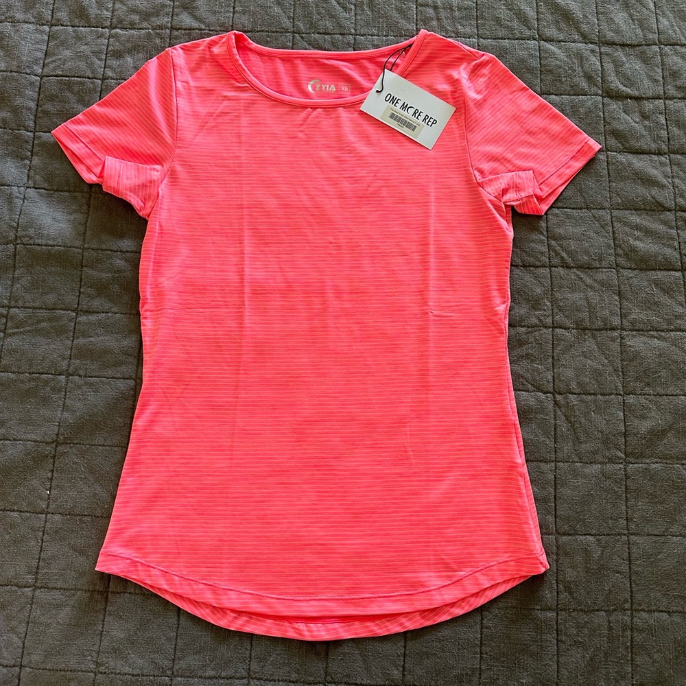 ZYIA Flamingo Stripe Short Sleeve T (NWT)